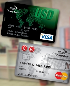דיסק און קי ממותג כרטיס אשראי שהופק עבור בנק הדואר